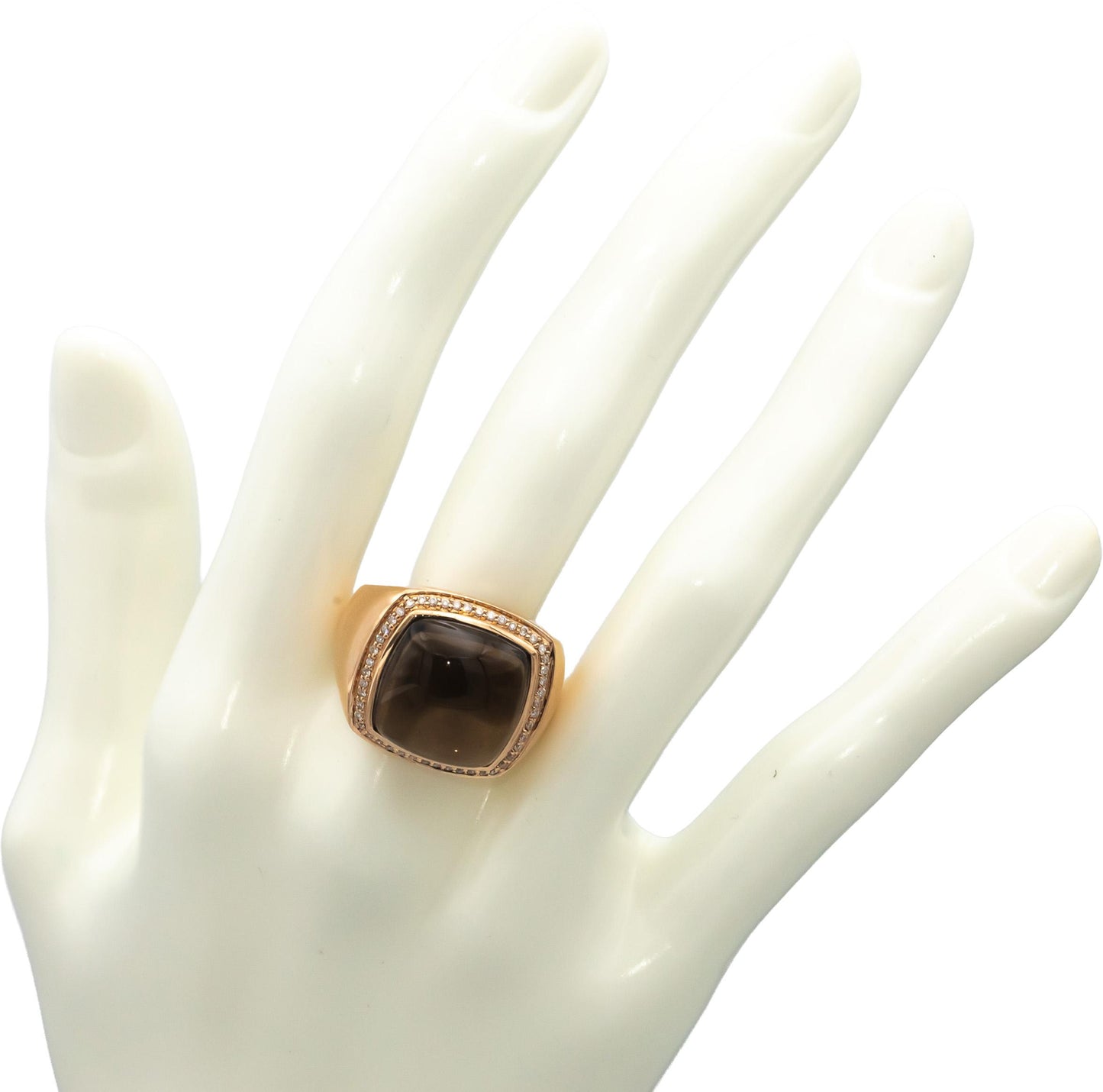 14k Rose Gold Smokey Quartz & Diamond Cocktail Ring 12.25CTW Size 7.25