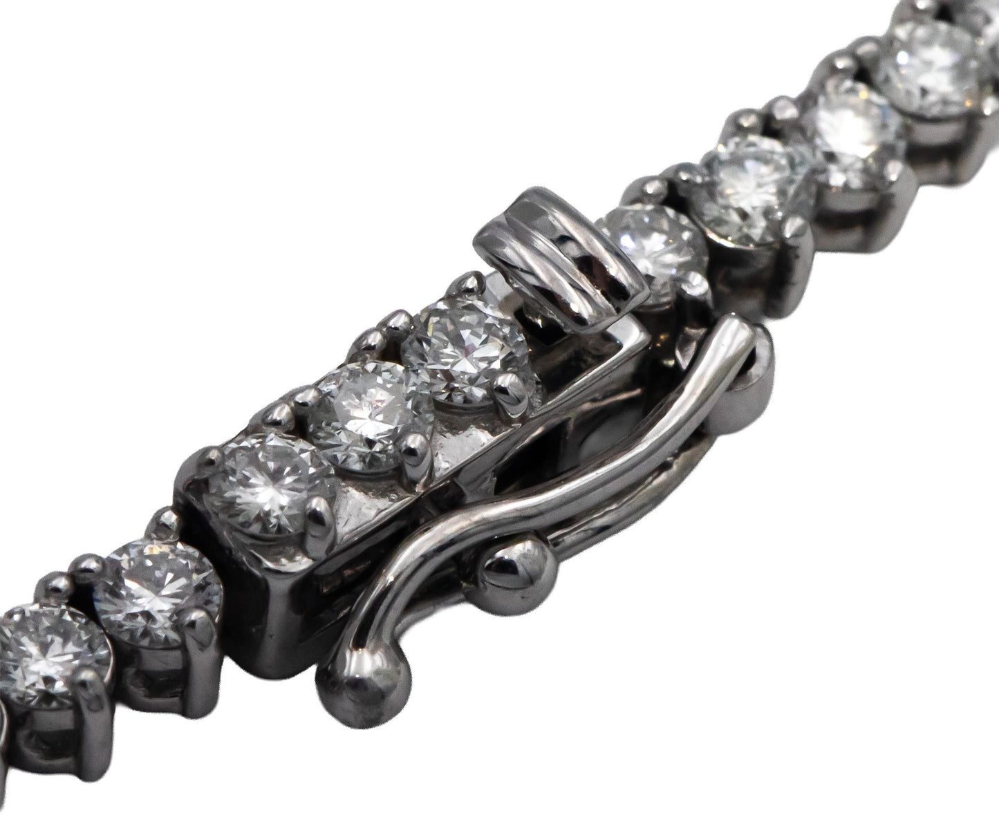 14k White Gold Round Diamond Three-Prong Tennis Necklace 7.80CT