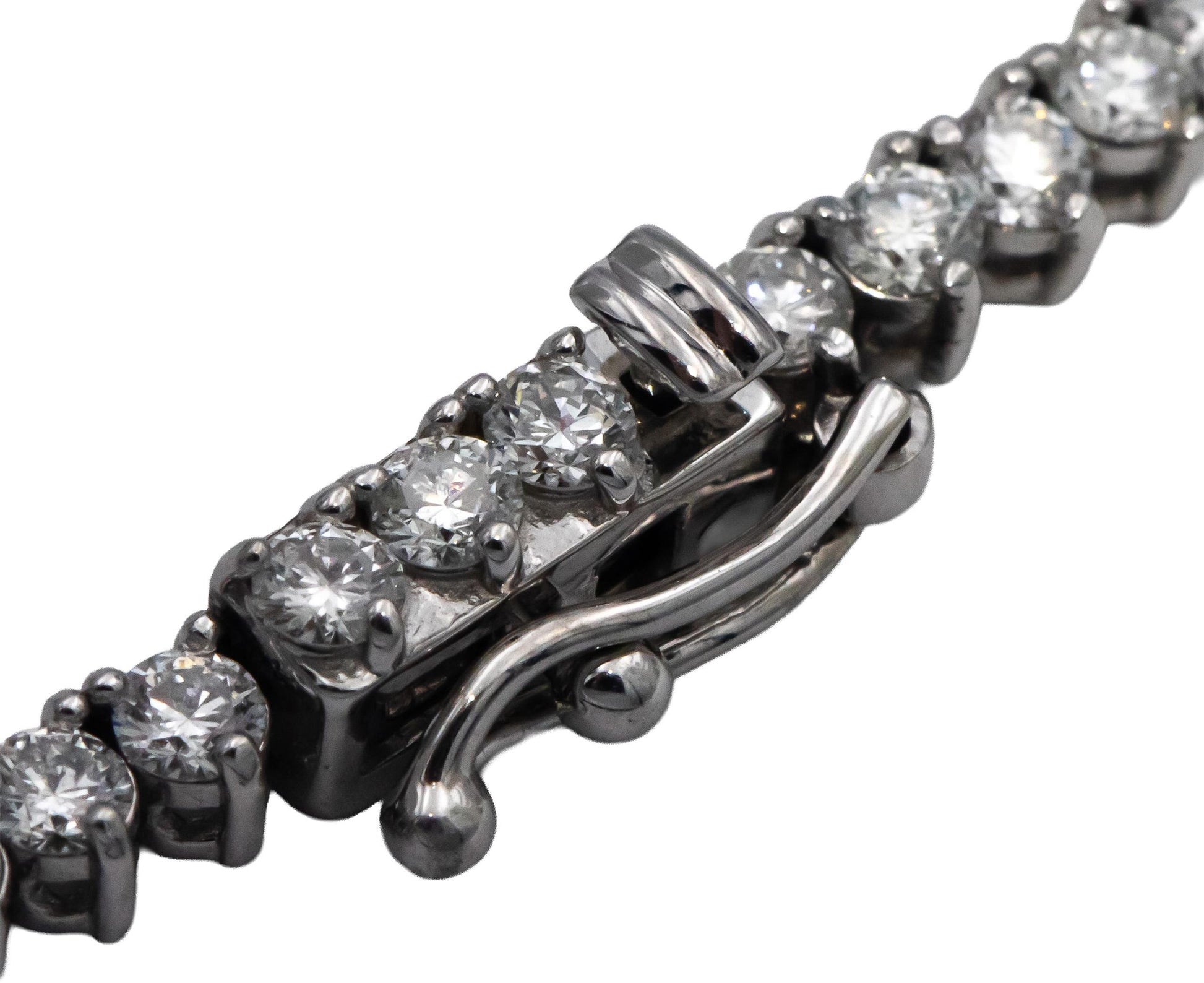 14k White Gold Round Diamond Three-Prong Tennis Necklace 7.80CT