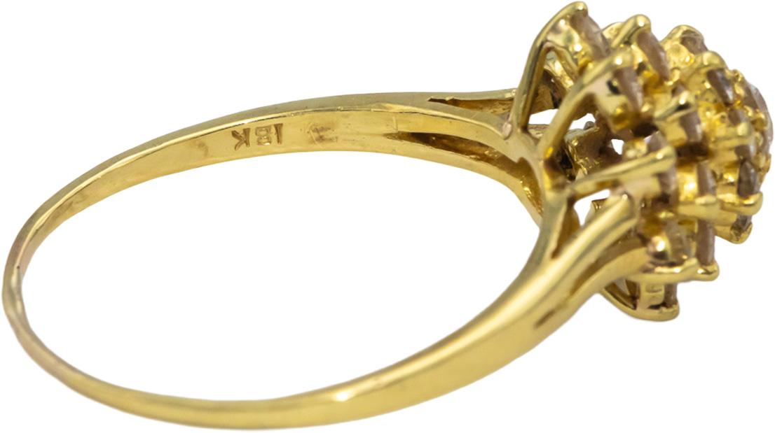 18k Yellow Gold VS Round Diamond Cluster Cocktail Ring 1.0CT Size 9