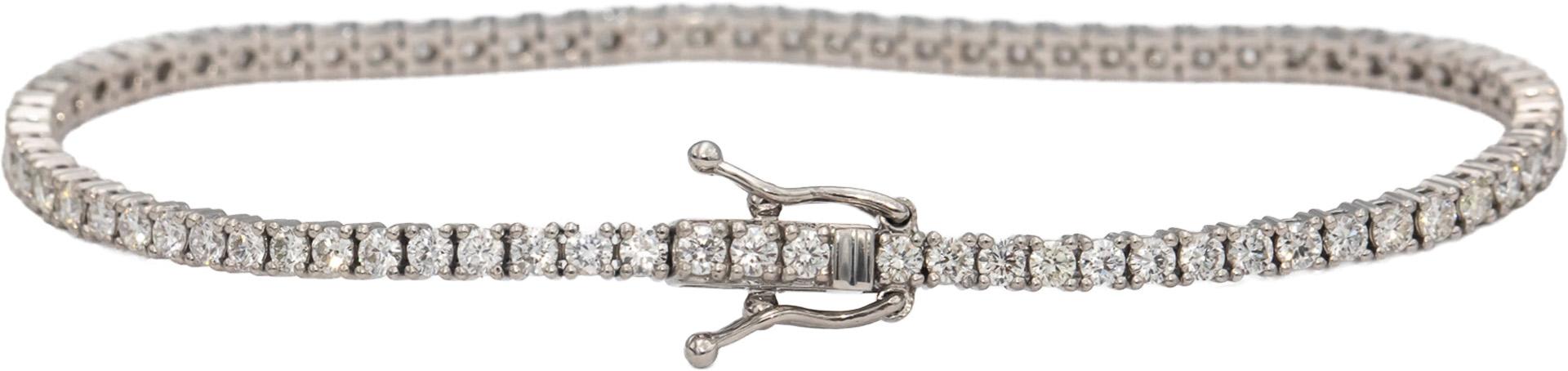 14k White Gold VS Round Diamond Tennis Bracelet 2.74CT