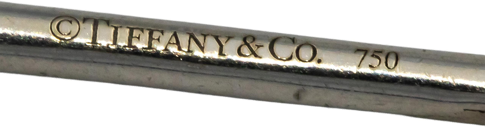 TIFFANY & CO. 18k White Gold Round Diamond Crown Key Pendant 0.11CT w/ Pouch