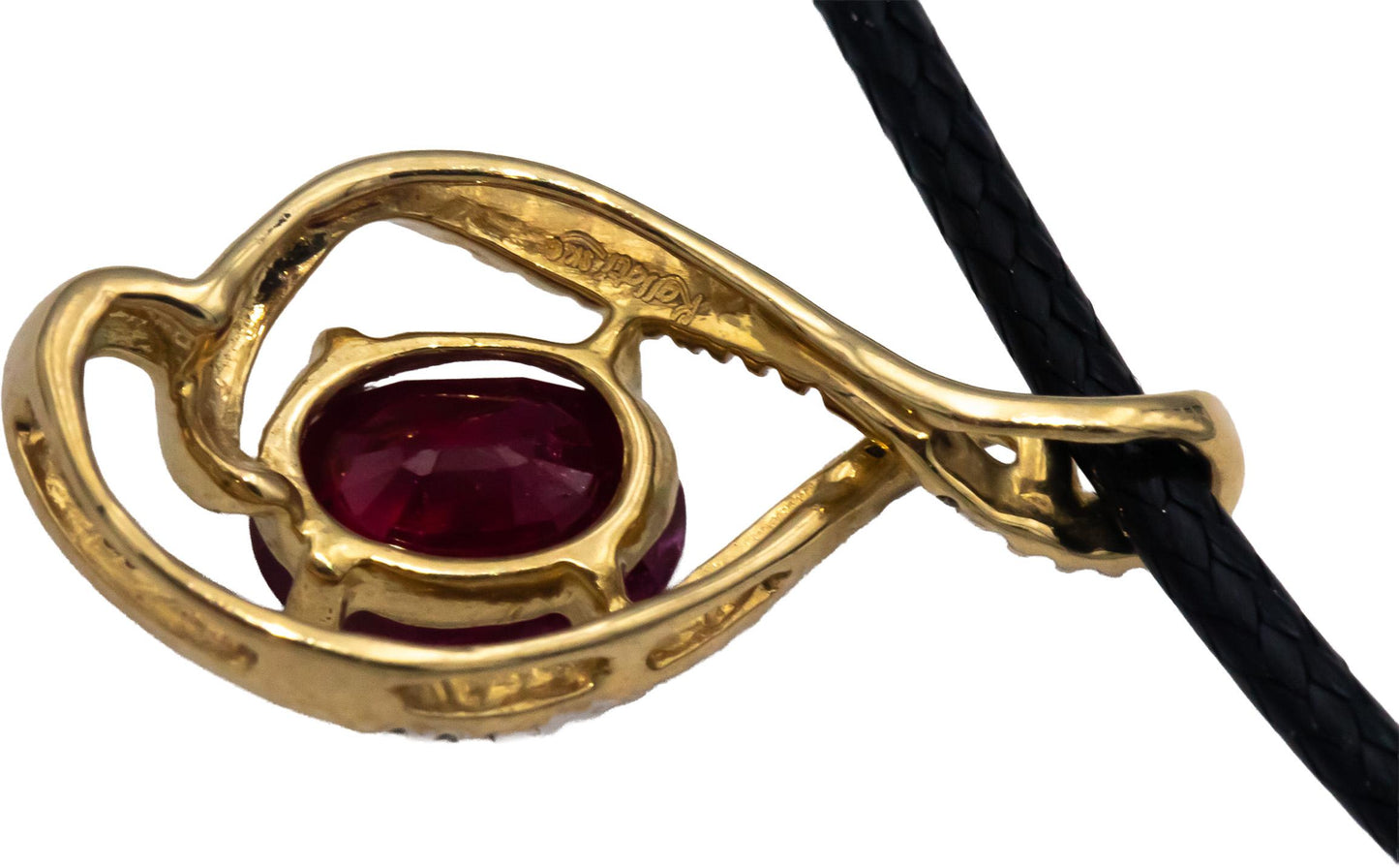 Designer Signed 9k Yellow Gold Ruby and Diamond Pendant Necklace 1.33CTW