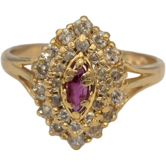 14k Yellow Gold Ruby and Diamond Cocktail Ring 0.85CTW Size 8