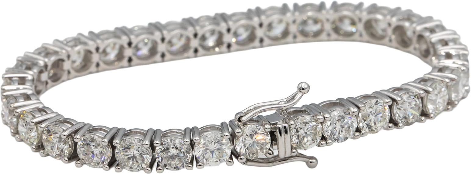 14k White Gold Round Diamond Tennis Bracelet 22.02CT