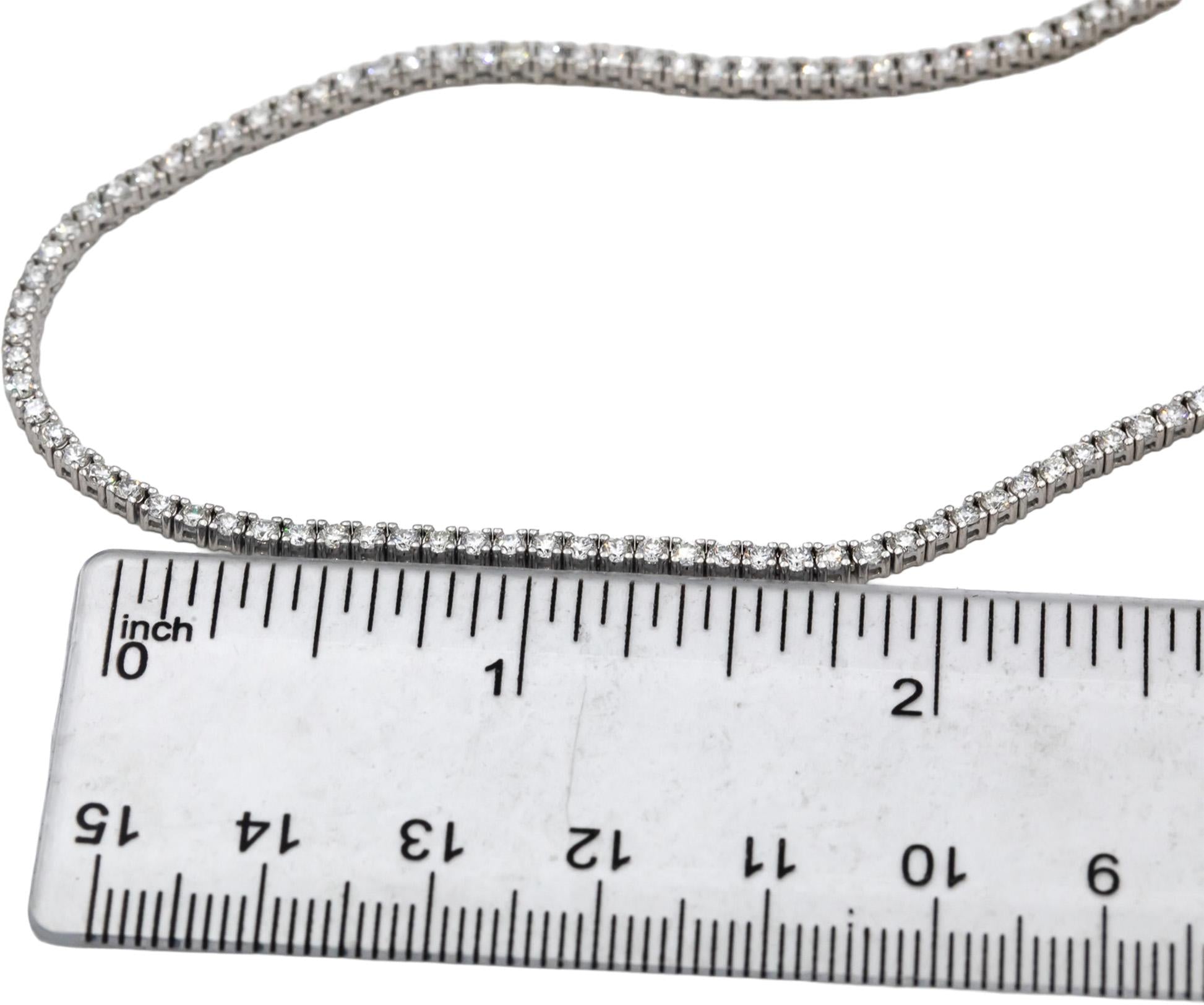 14k White Gold VS Round Diamond Tennis Necklace 5.59CT