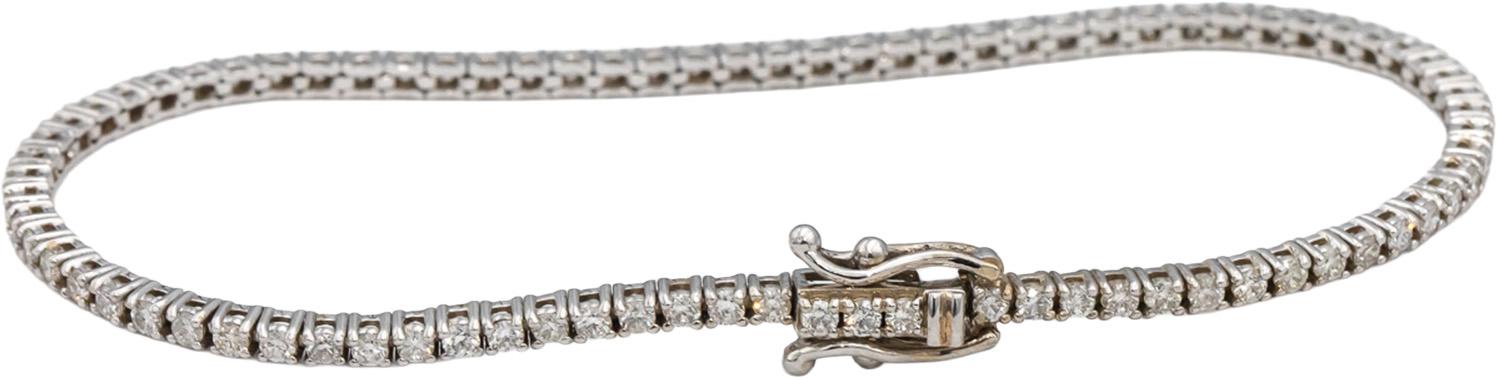 14k White Gold Round Diamond Tennis Bracelet 1.90CT