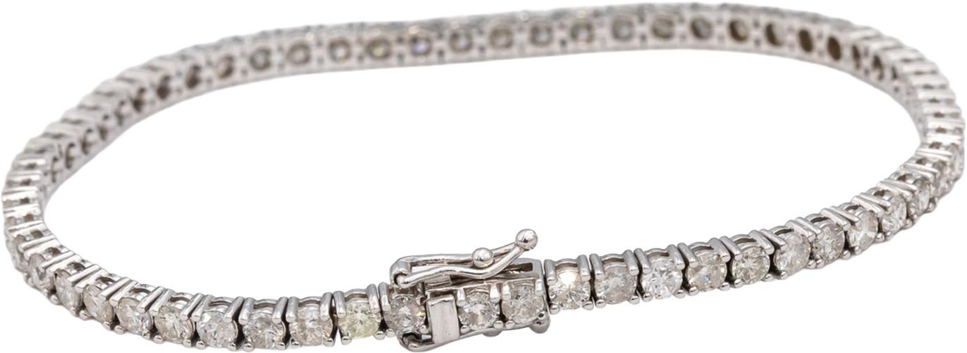 14k White Gold Round Diamond Tennis Bracelet 5.49CT