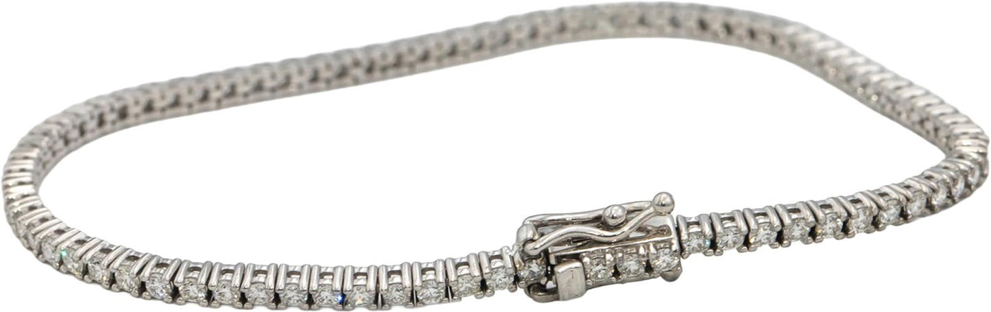 14k White Gold Round Diamond Tennis Bracelet 2.09CT