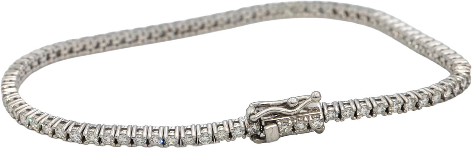 14k White Gold Round Diamond Tennis Bracelet 2.09CT