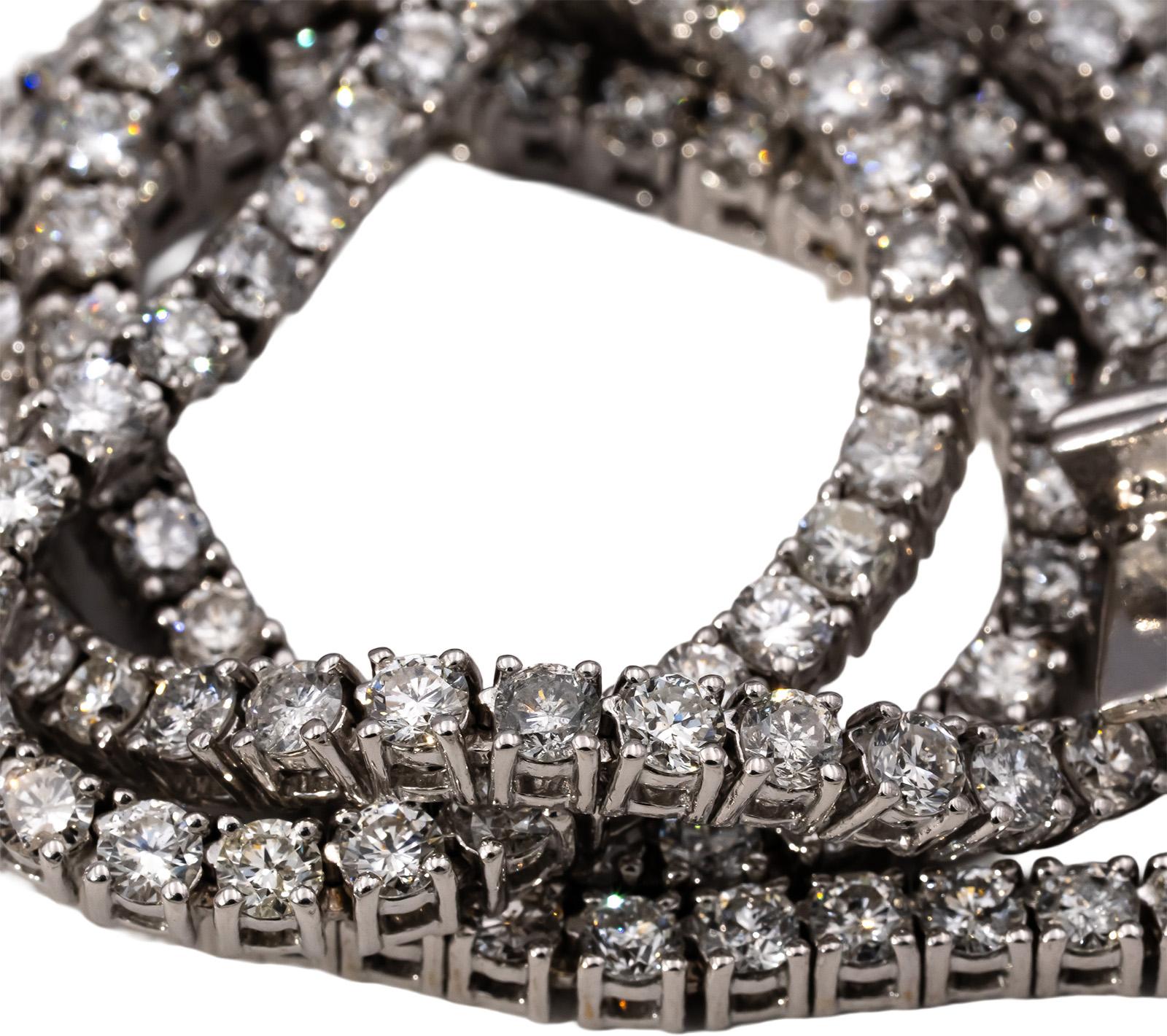 14k White Gold Round Diamond Tennis Necklace 15.0CT