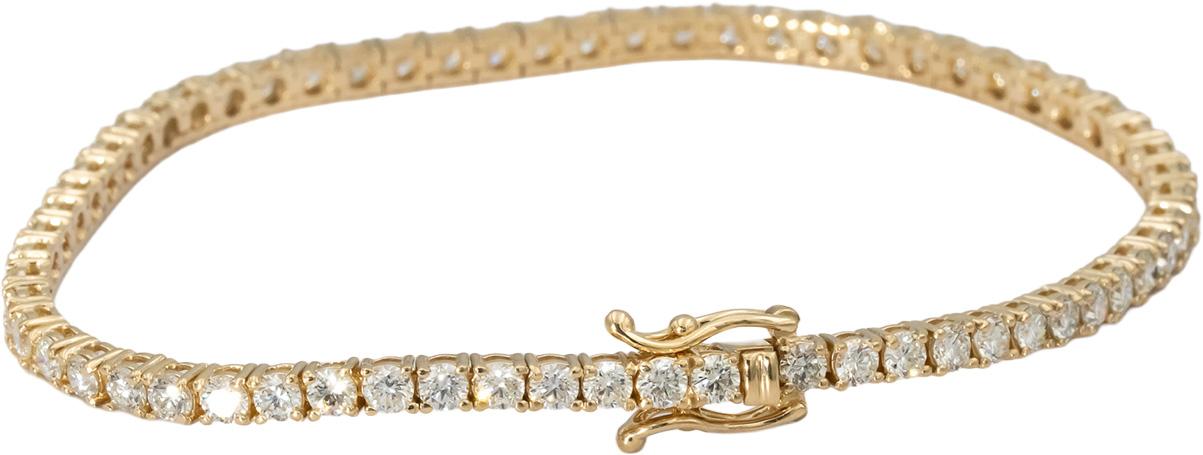 14k Yellow Gold VS Round Diamond Tennis Bracelet 4.57CT