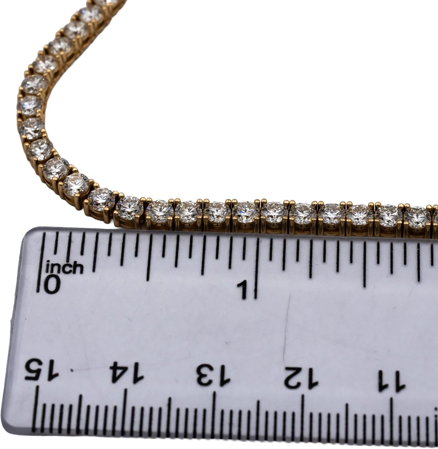 14k Yellow Gold VS Round Diamond Tennis Necklace 16.33CT