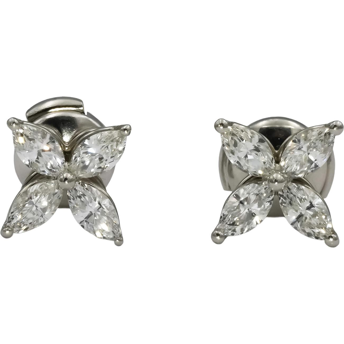 TIFFANY & CO. Victoria Marquise Diamond Platinum Large Size Stud Earrings 1.62CT
