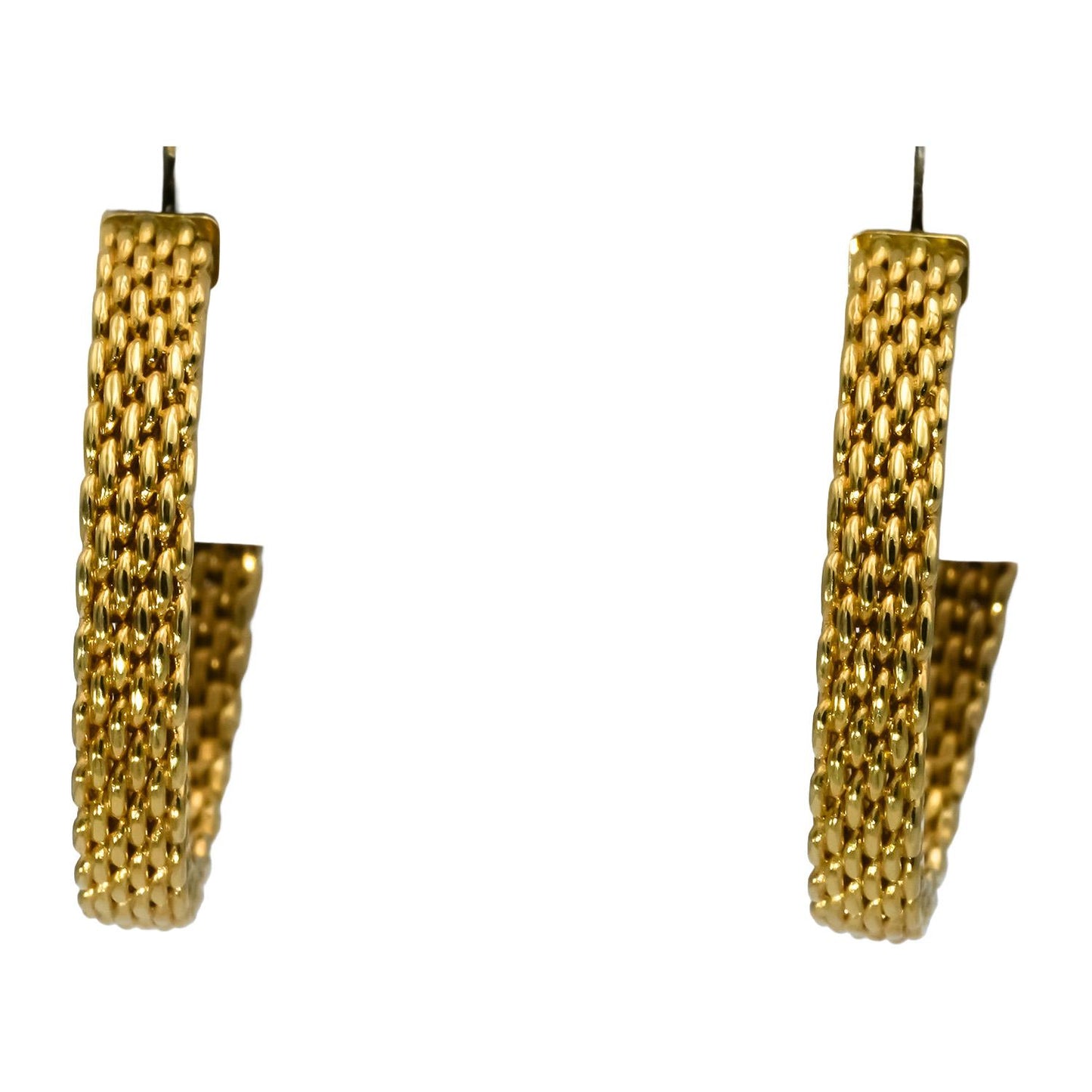 TIFFANY & CO. 18k Yellow Gold Somerset Mesh Hoop Earrings