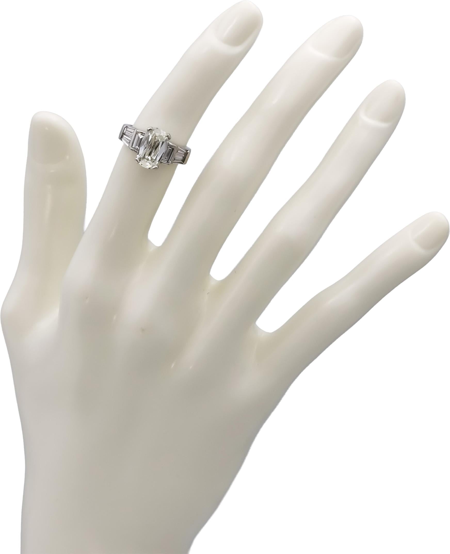 GIA Certified Platinum Old Mine Diamond Engagement Ring 2.46CT w/ 1.71CT Center