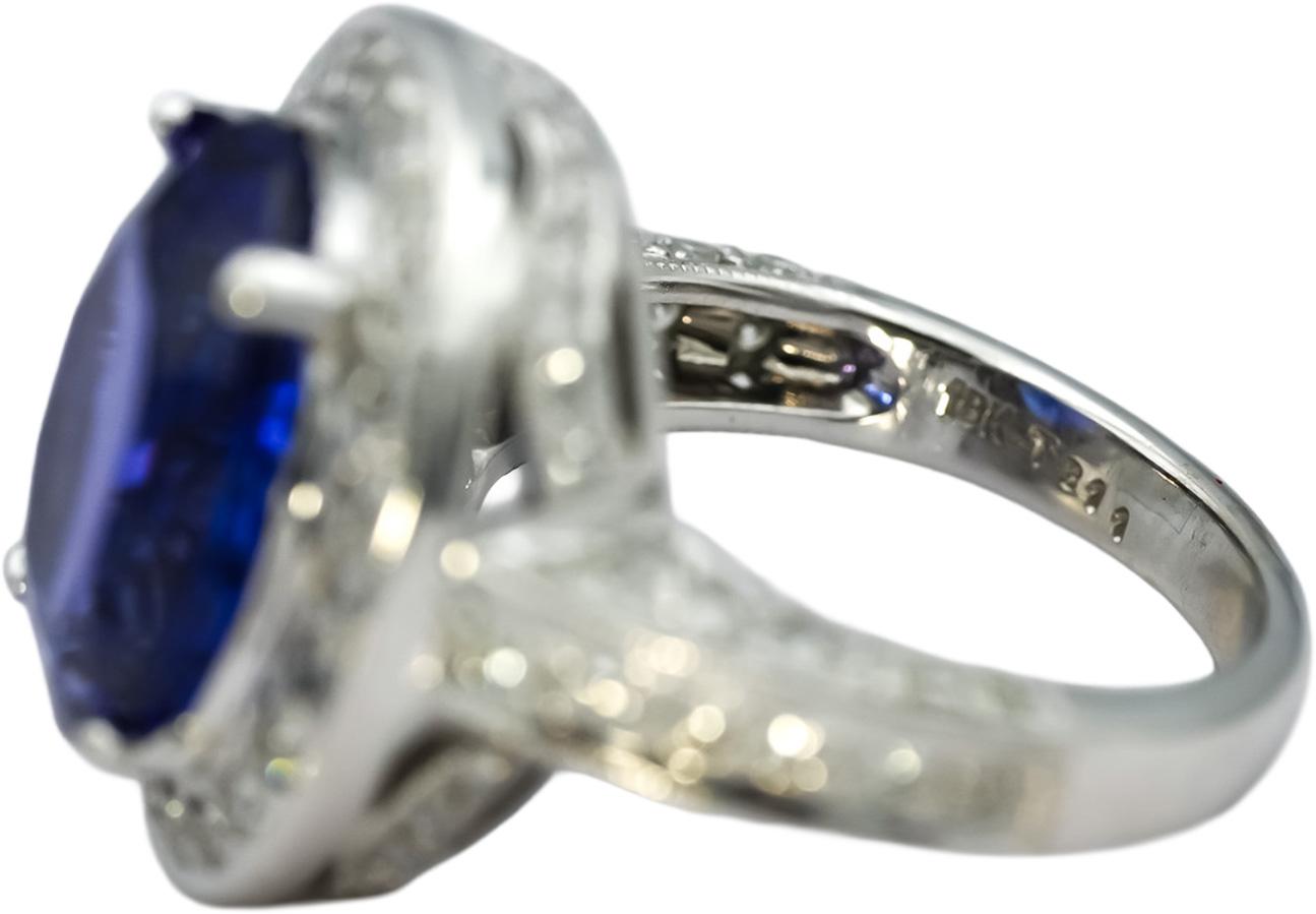 Designer 18k White Gold Diamond and Tanzanite Cocktail Ring 8.70CT Size 6