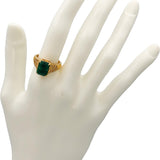GIA Certified 18k Yellow Gold Emerald and Diamond Cocktail Ring 5.10CT Size 7.25