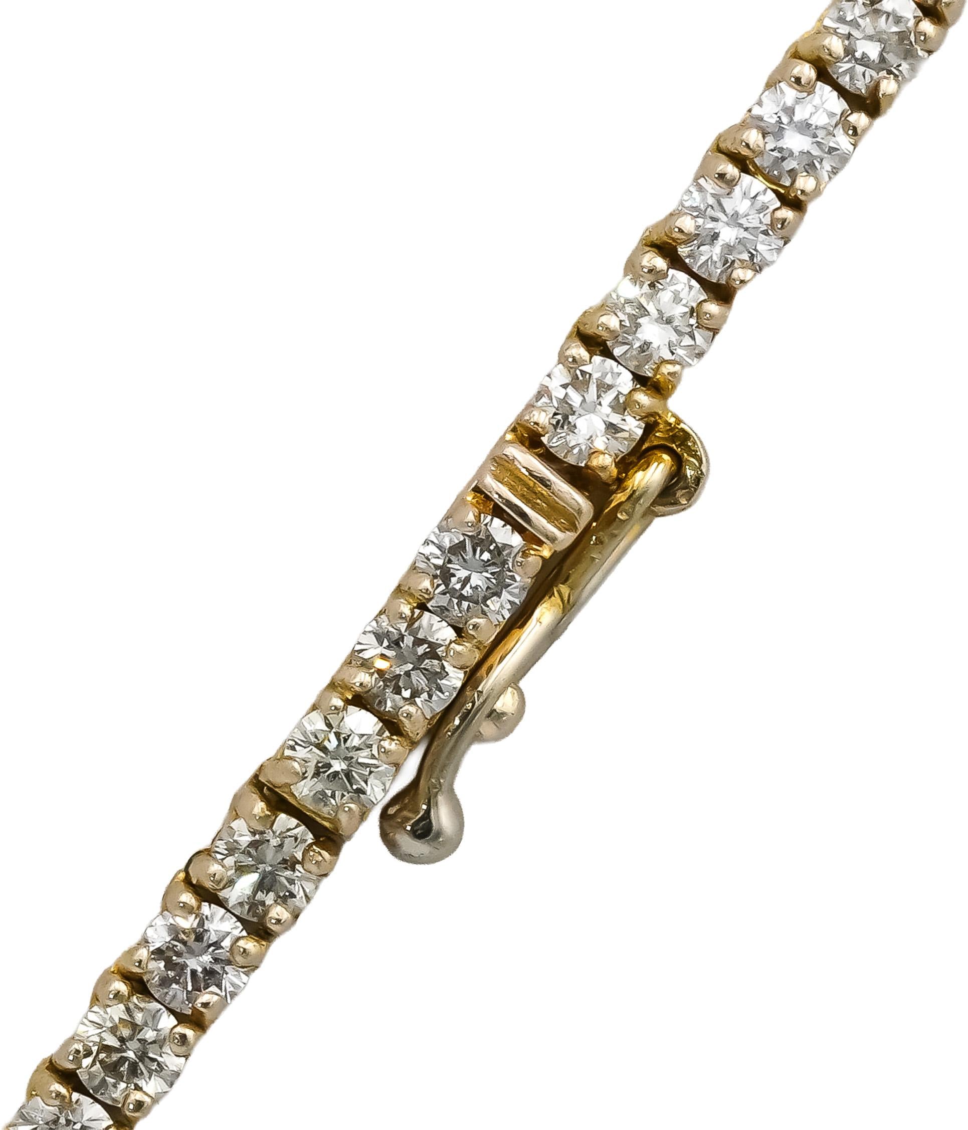10k Yellow Gold VS Round Diamond Tennis Necklace 11.01CT