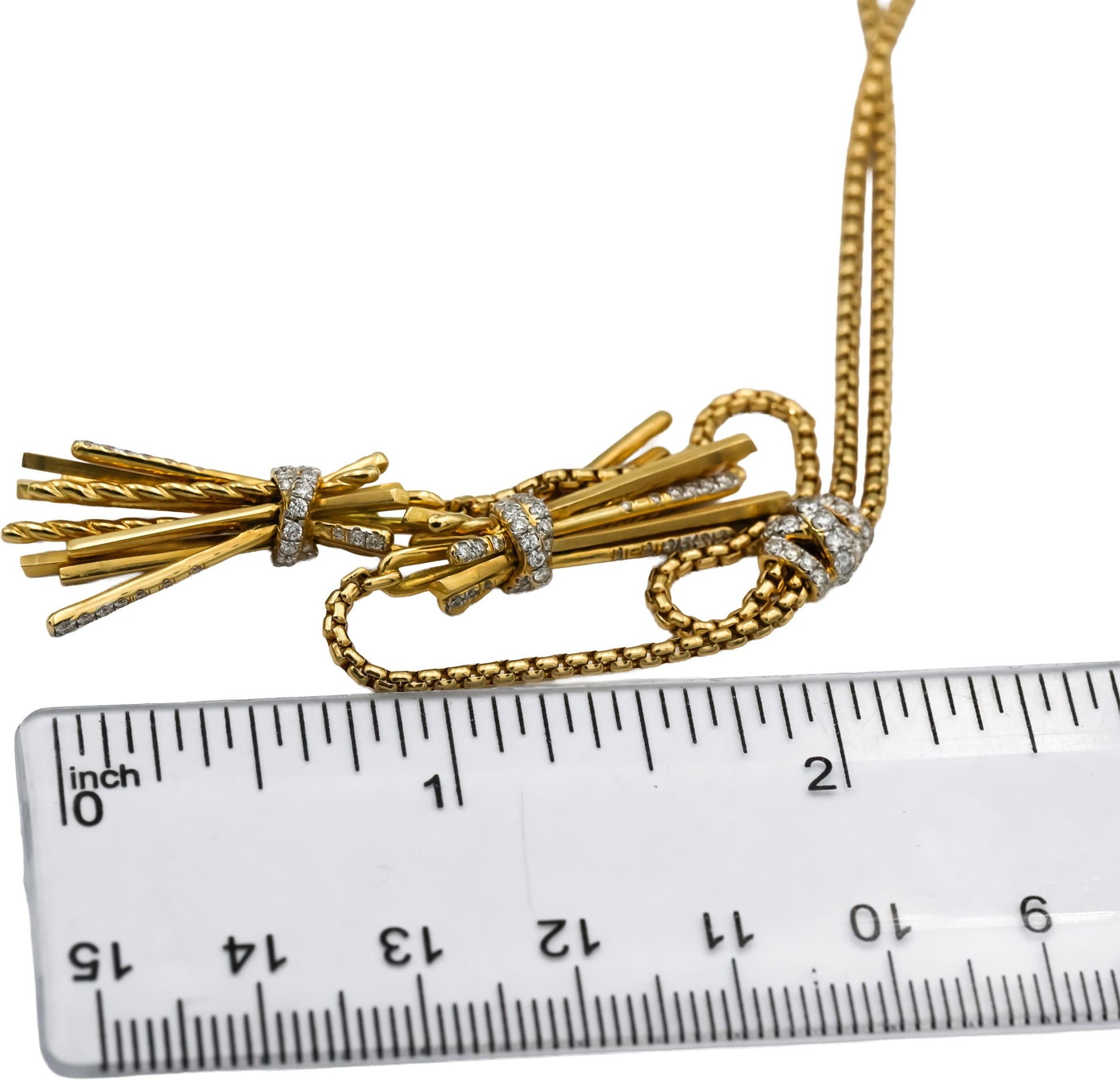 DAVID YURMAN 18k Gold Diamond Angelika Tassel Bolo Necklace 0.79CT 9500 Retail