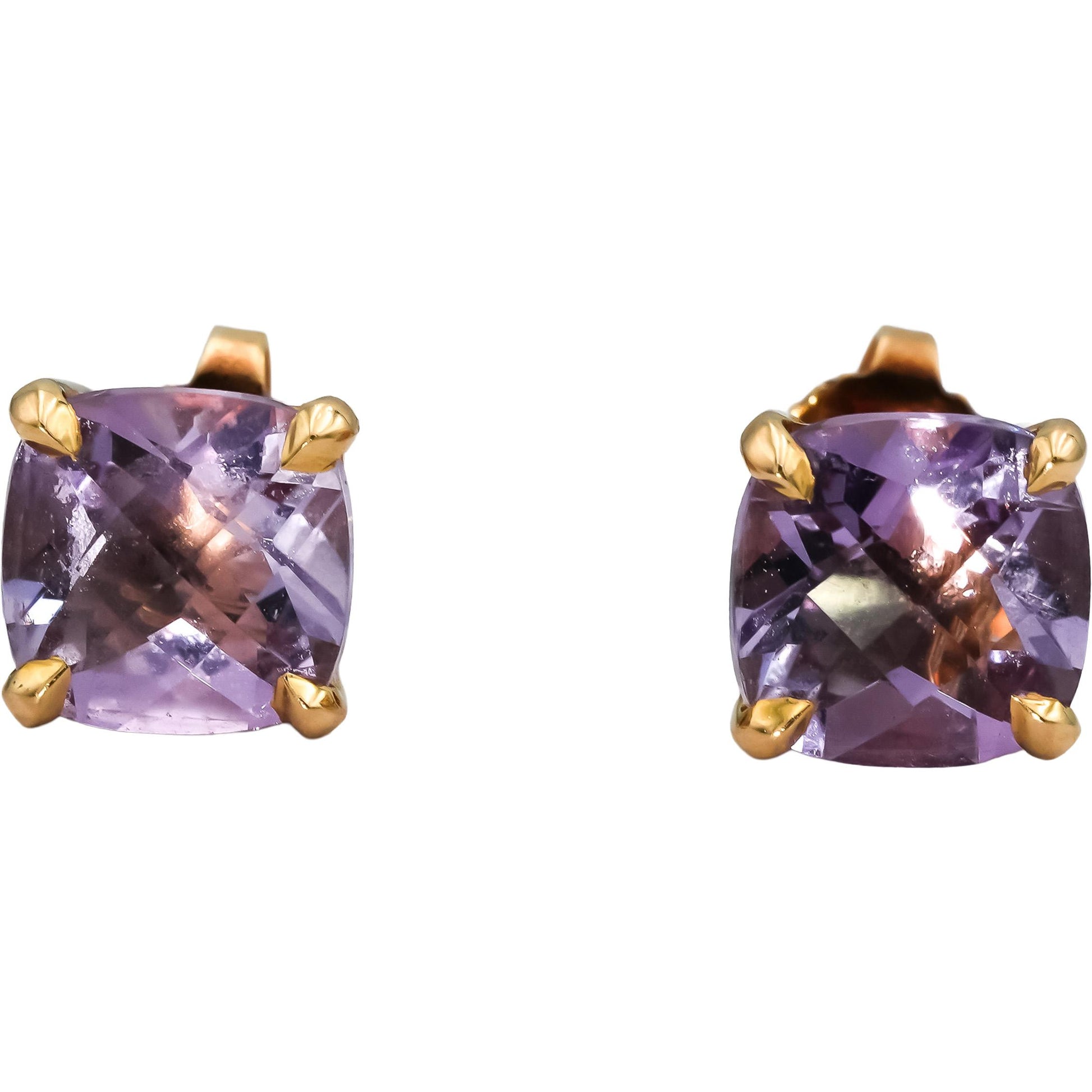 TIFFANY & CO. 18k Rose Gold Cushion Cut Amethyst Stud Earrings