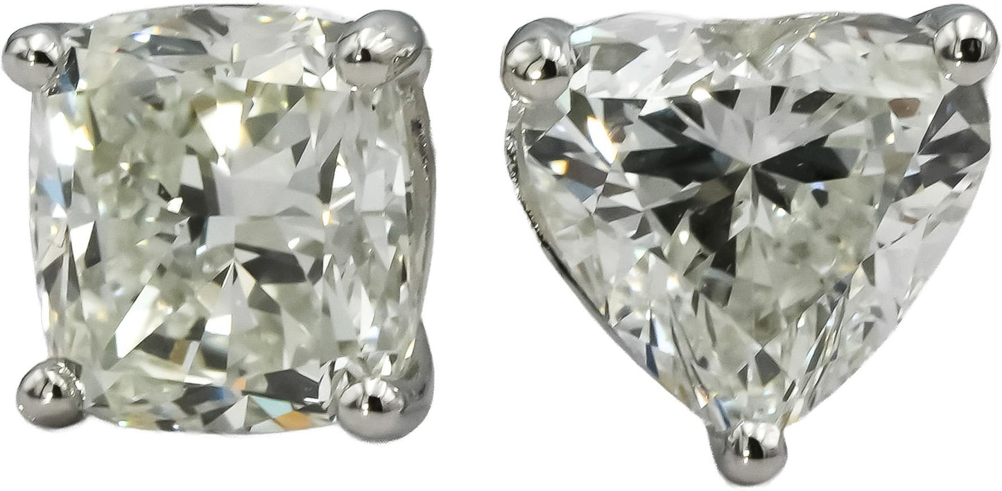 GIA Certified 18k White Gold Cushion & Heart Cut Two Stone Diamond Ring 3.21CT