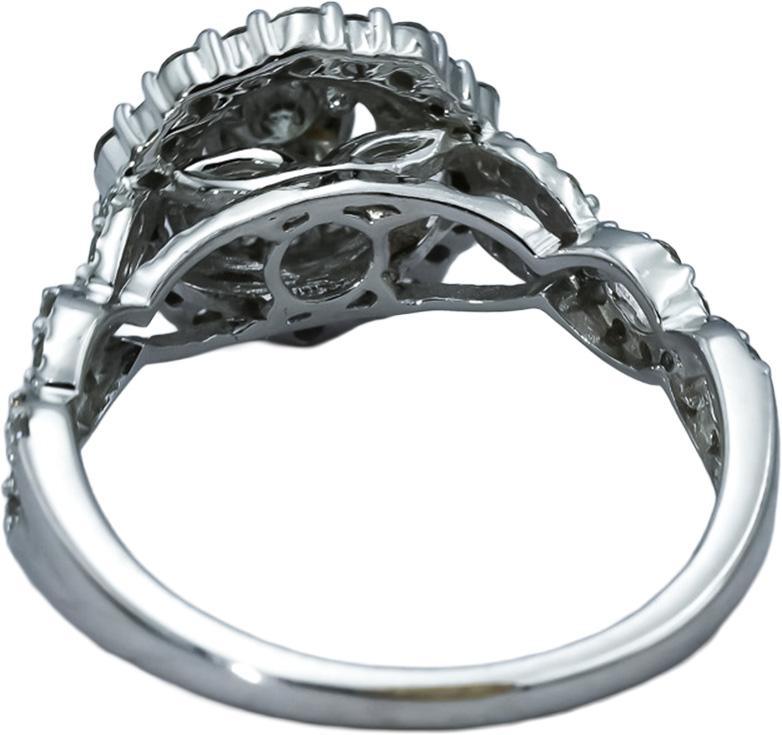 14k White Gold Round Diamond Double Halo Ring 0.50CT Size 7