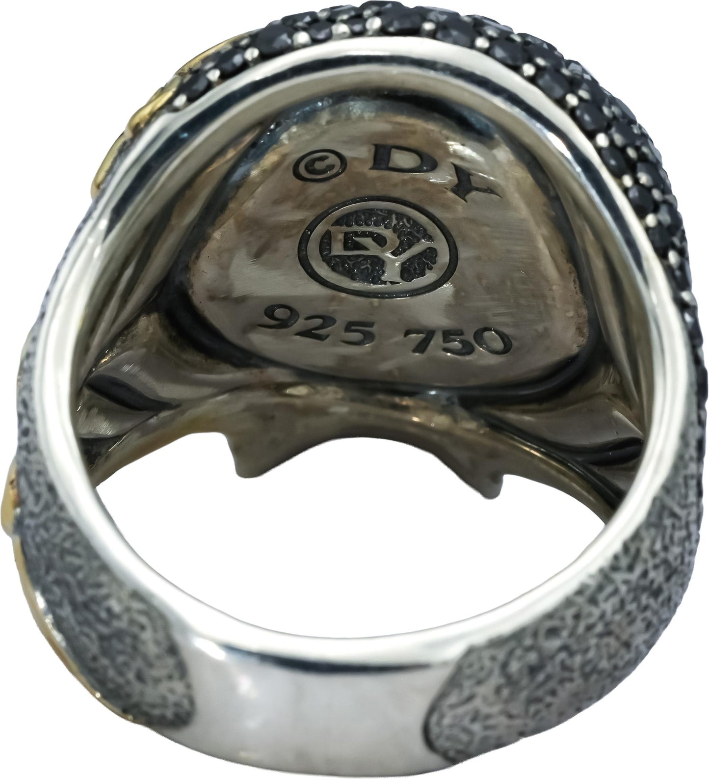 DAVID YURMAN 18k Gold Sterling Silver Diamond Waves Skull Ring 3.25CT