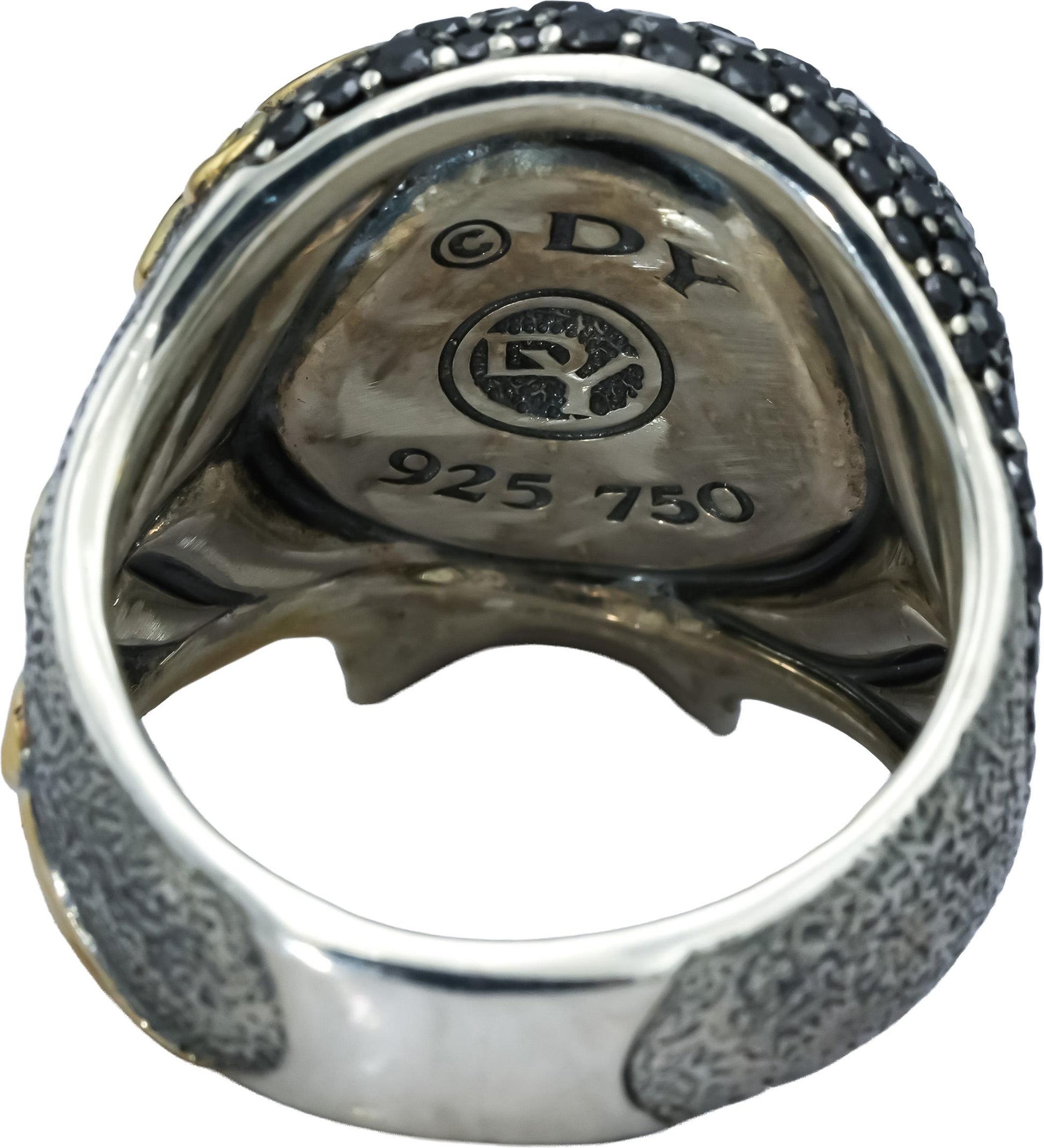 DAVID YURMAN 18k Gold Sterling Silver Diamond Waves Skull Ring 3.25CT