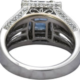 18k White Gold Blue Sapphire and Diamond Cocktail Ring 3.10CTW Size 6.75