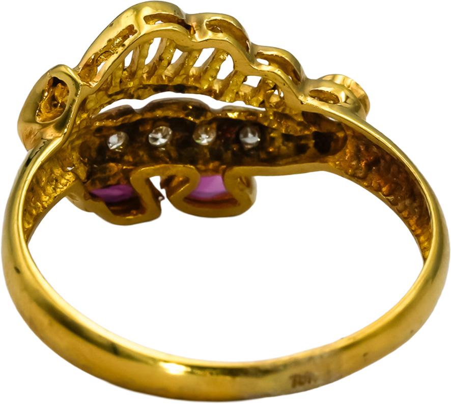 18k Yellow Gold Diamond and Ruby Cocktail Ring 0.20CT Size 8.5