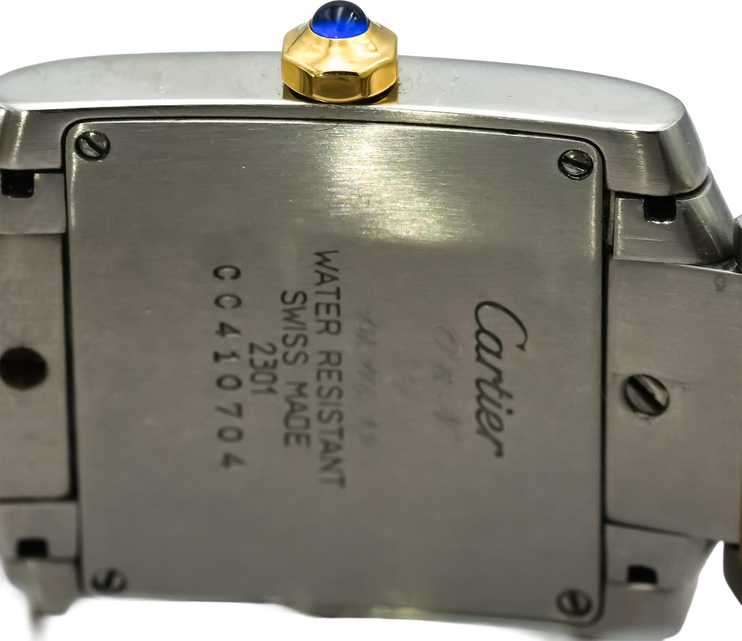 CARTIER Stainless Steel & 18k Gold Tank Françoise Small Model Quartz Watch 2384