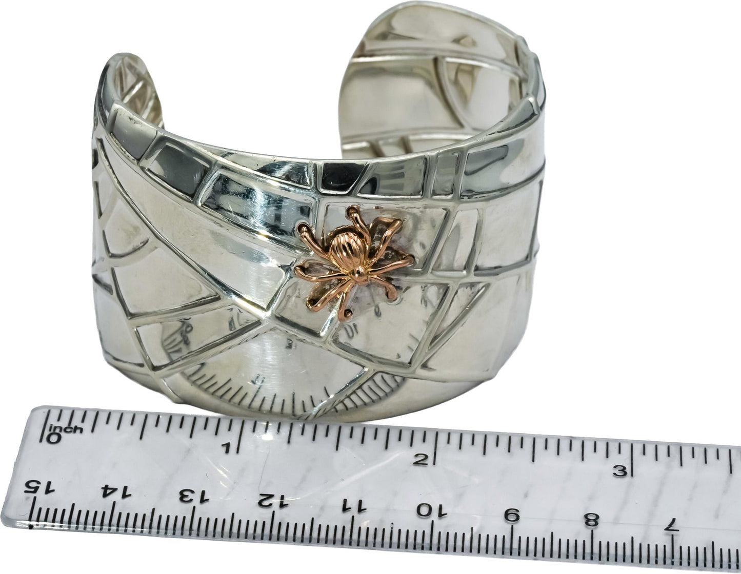 TIFFANY & CO. Sterling Silver 18k Gold Spider Web Cuff Bracelet