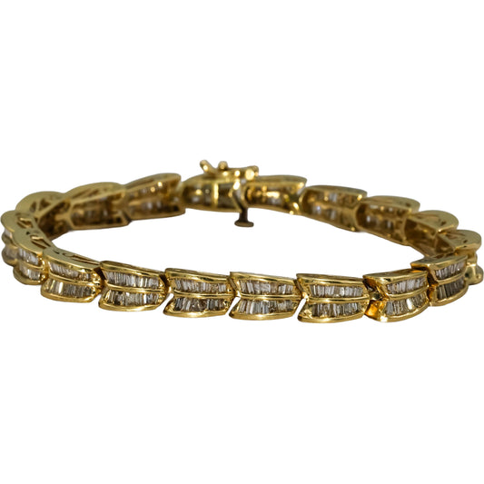 14k Yellow Gold Baguette Cut Diamond Link Bracelet 5.0CT