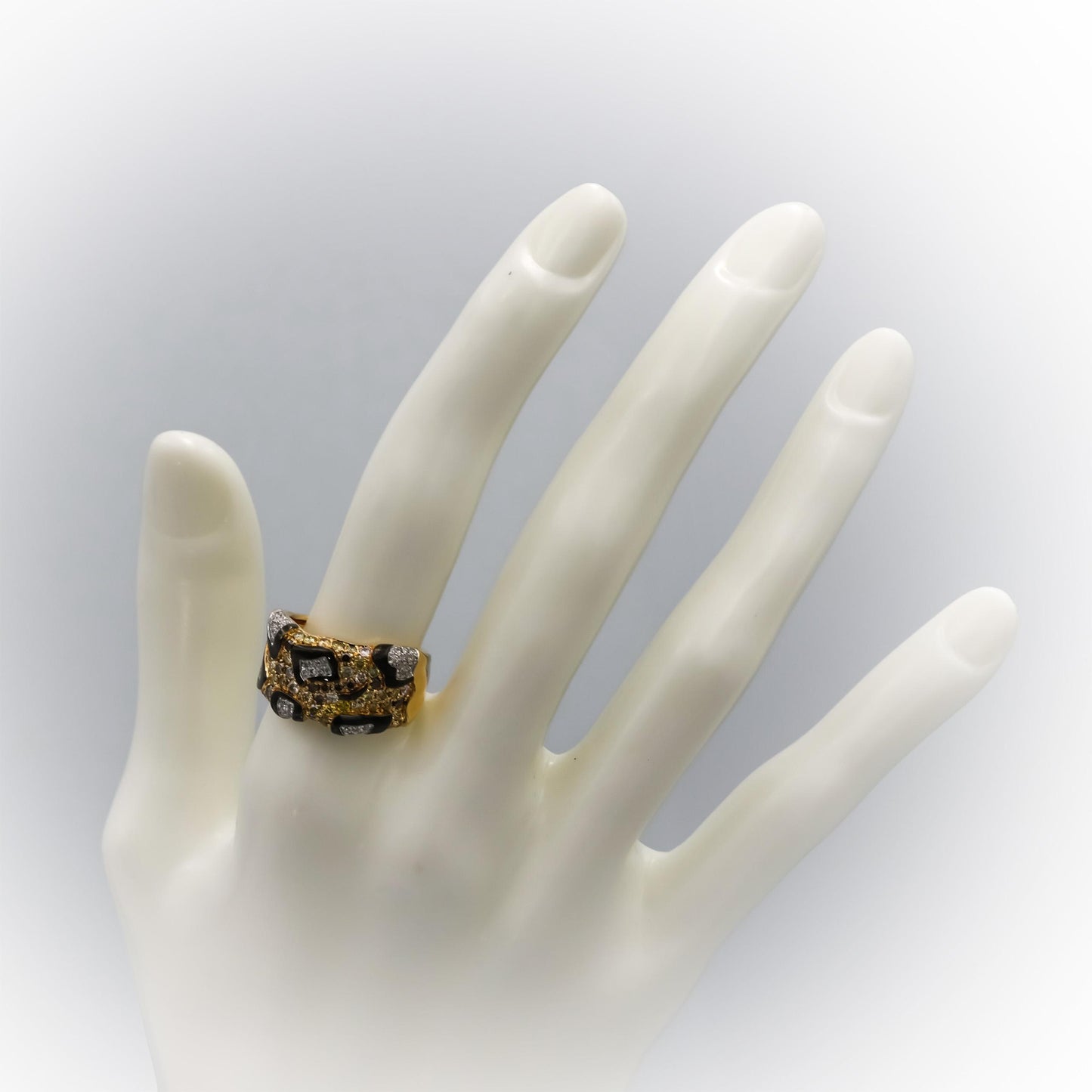 14k Yellow Gold Black Rhodium VS Diamond Cluster Band Ring 1.0CT Size 6.5