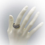 10k White Gold Round and Baguette Cut Diamond Cluster Band Ring 1.0CT Size 8.5