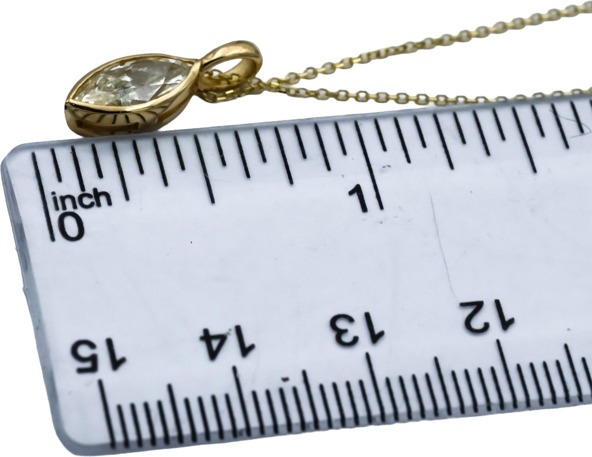 14k Yellow Gold Marquise Cut Diamond Solitaire Pendant Necklace 1.01CT
