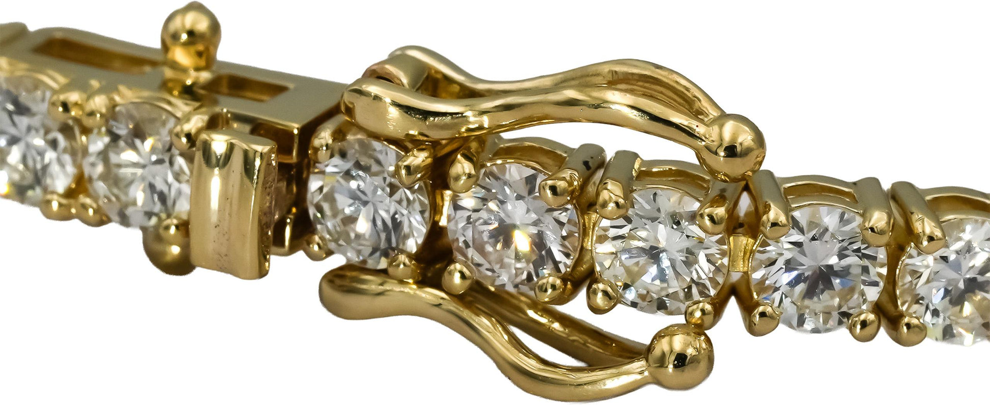 14k Yellow Gold VS Round Diamond Tennis Bracelet 7.05CT