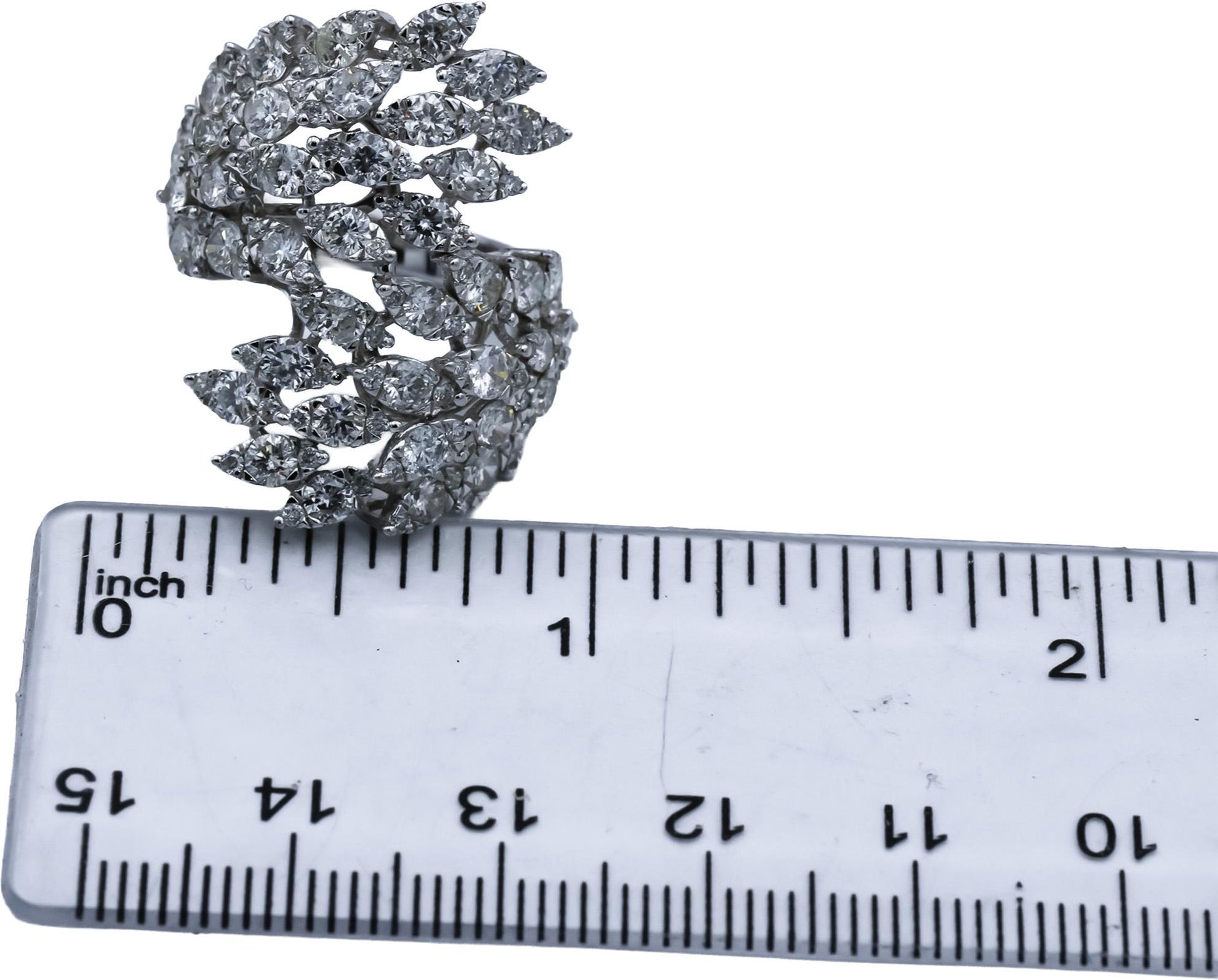 18k White Gold Round Diamond Bypass Cocktail Ring 2.0CT Size 6.5