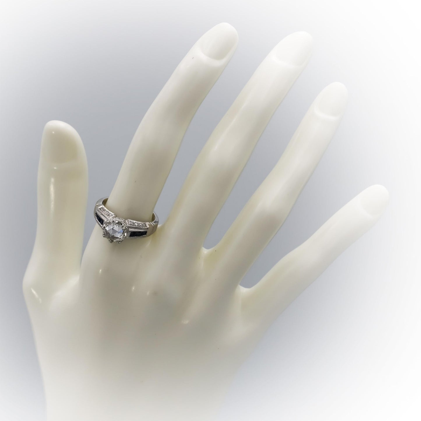 Platinum Antique Style VS Diamond and Sapphire Ring 1.38CT Size 7