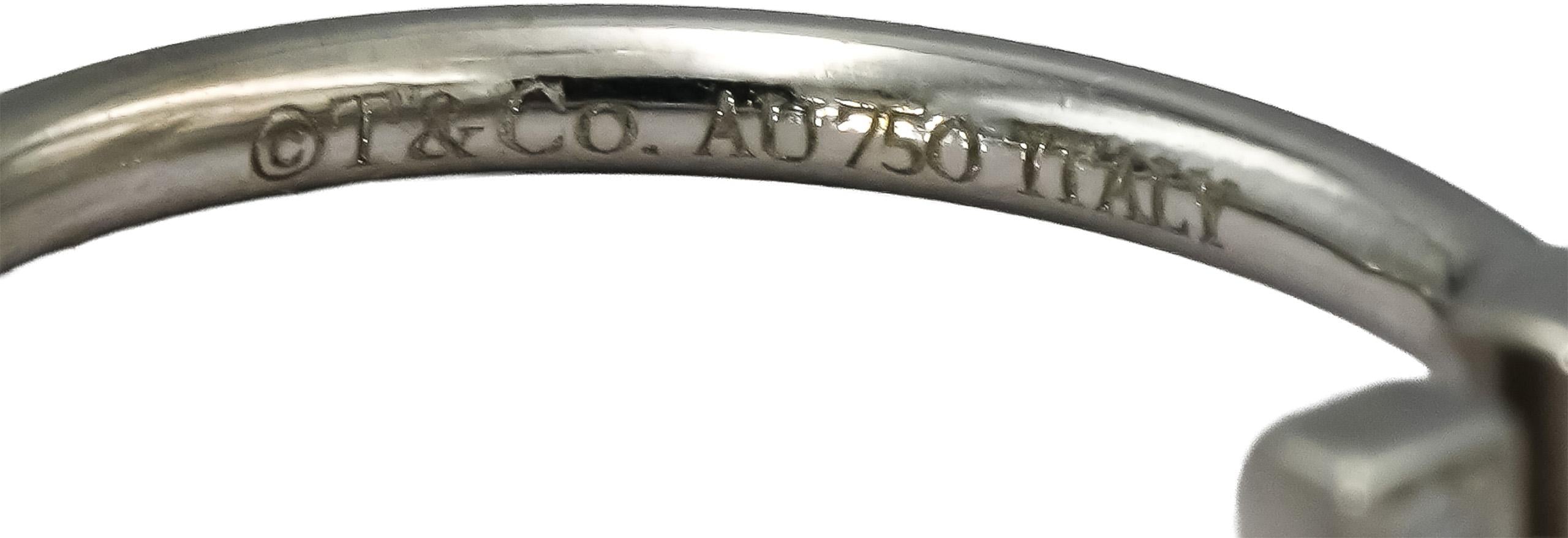 TIFFANY & CO. 18k White Gold Diamond T Band Ring 0.18CT Size 5.5 w/ Pouch