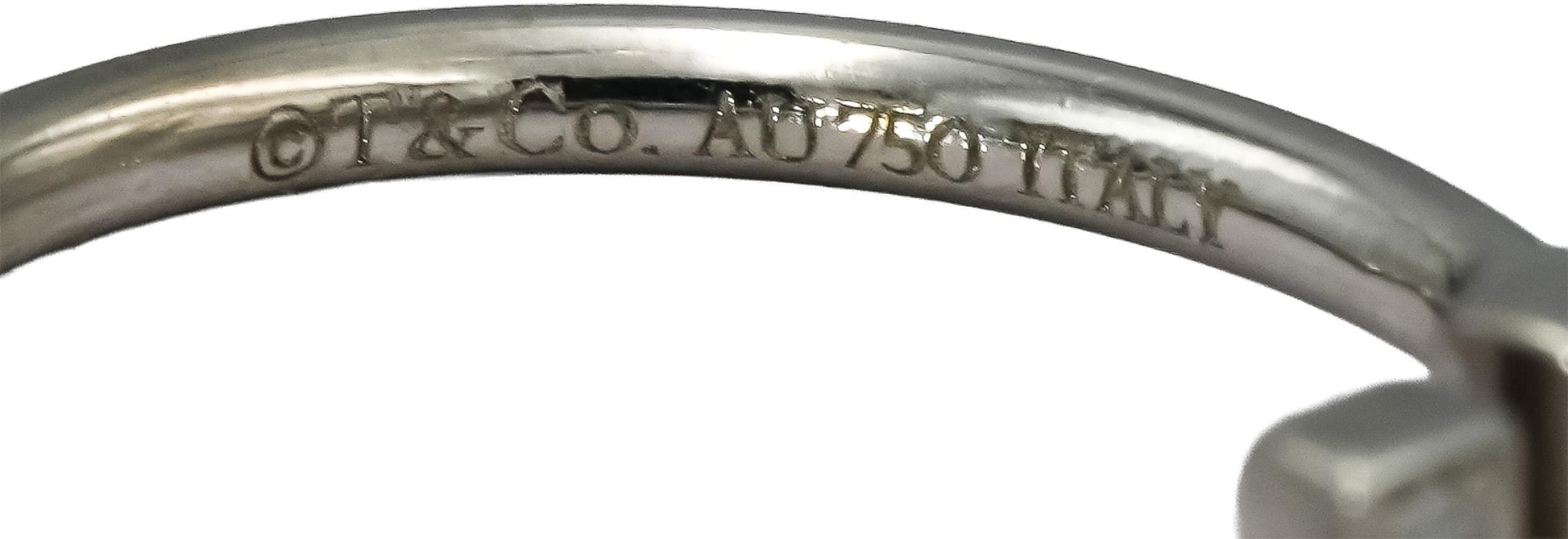 TIFFANY & CO. 18k White Gold Diamond T Band Ring 0.18CT Size 5.5 w/ Pouch