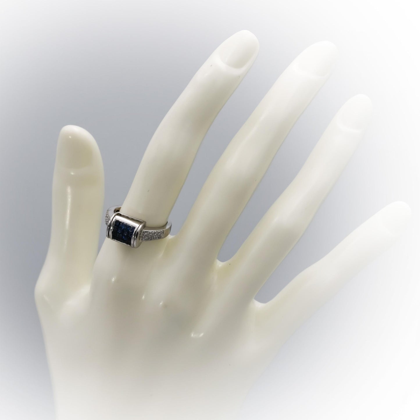14k White Gold VS Diamond and Sapphire Reversible Ring 1.0CT Size 6