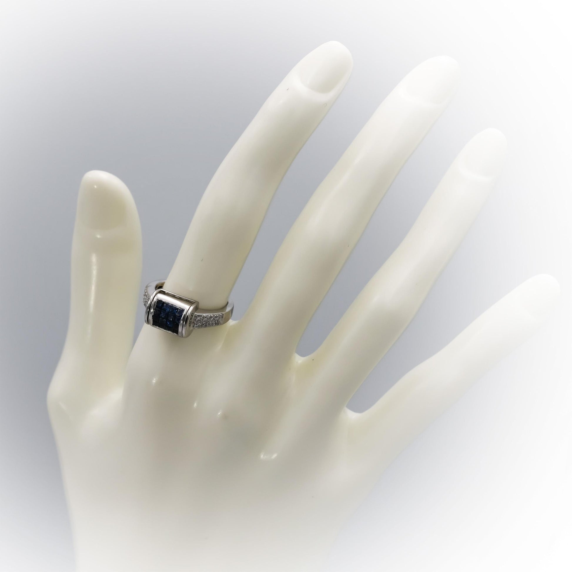 14k White Gold VS Diamond and Sapphire Reversible Ring 1.0CT Size 6