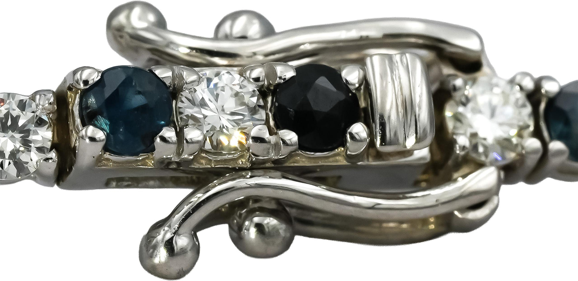 14k White Gold VS Diamond and Sapphire Tennis Bracelet 5.18CT