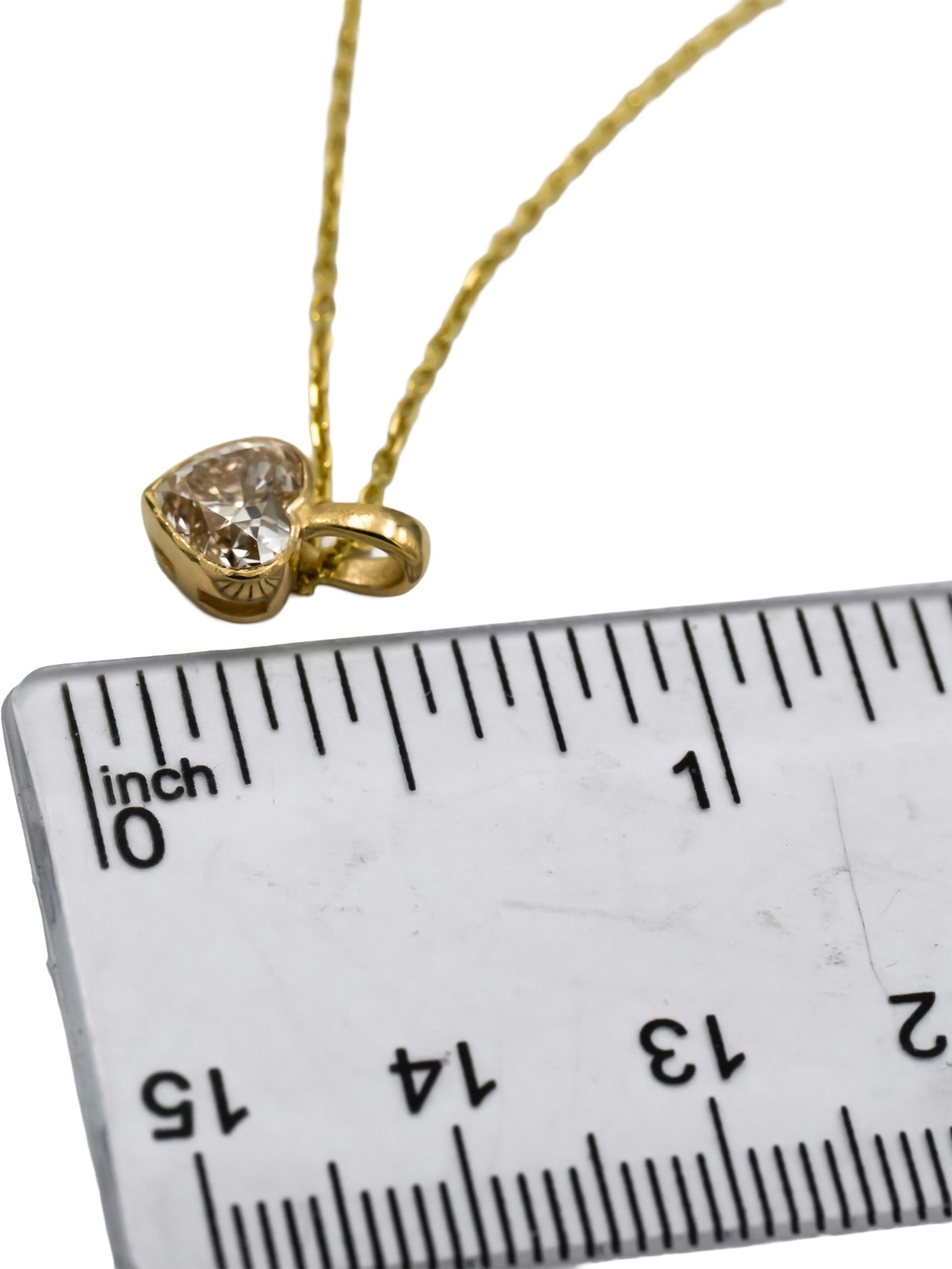 14k Yellow Gold VS Heart Cut Diamond Solitaire Pendant Necklace 1.0CT