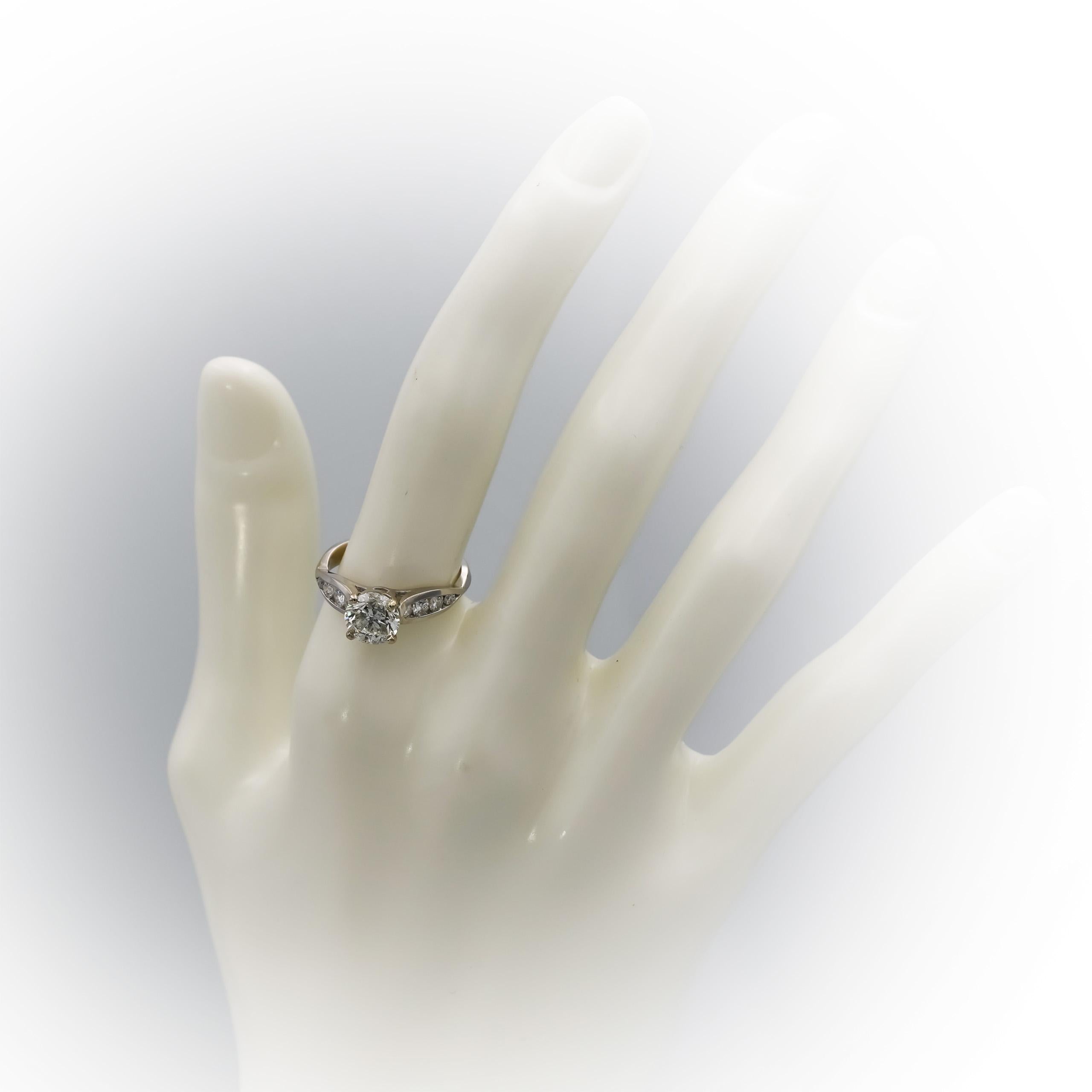 18k White Gold Round Diamond Engagement Ring 1.71CT w/ 1.51CT Center Size 6.25