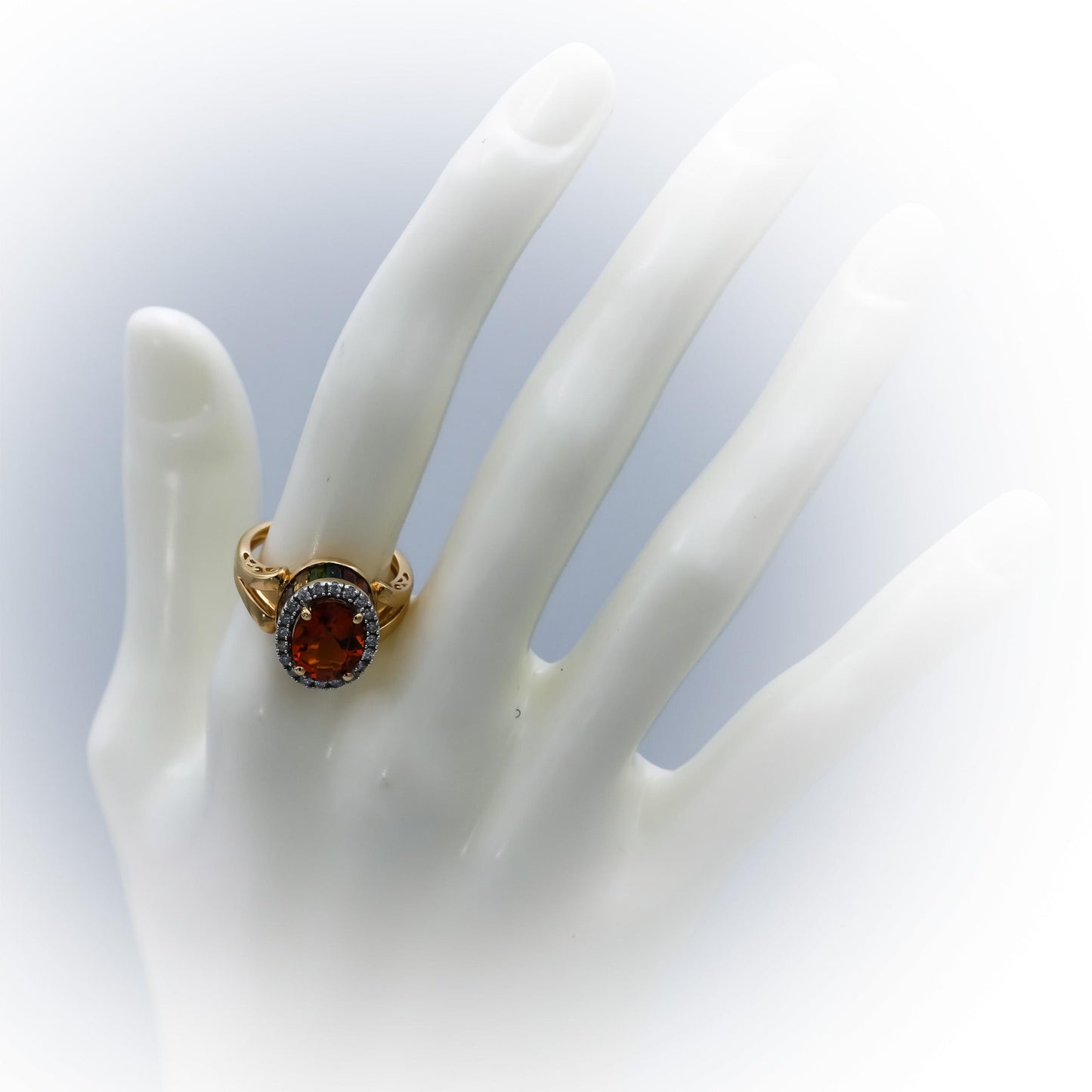 14k Yellow Gold Diamond Citrine Multi Color Gemstone Ring 4.33CT Size 7