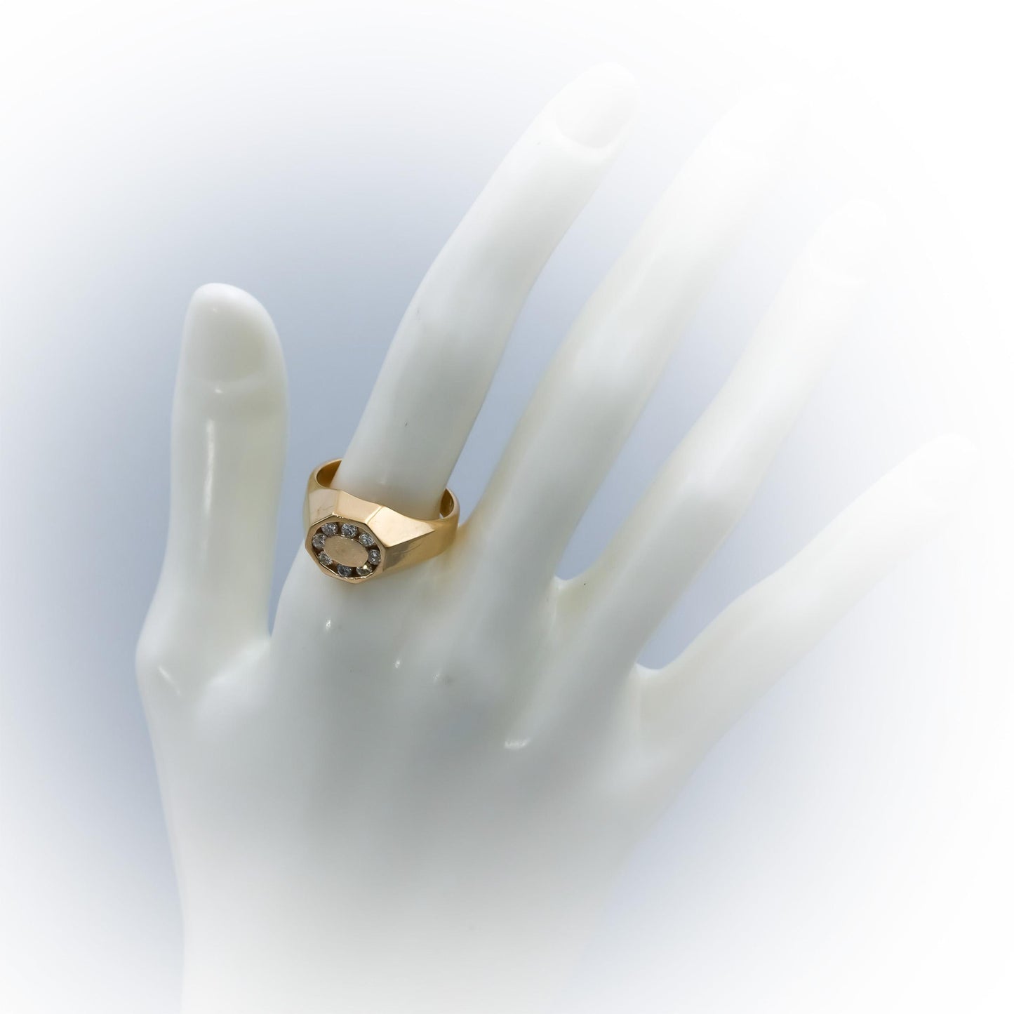 14k Yellow Gold Round Diamond Men's Ring 0.33CT Size 9
