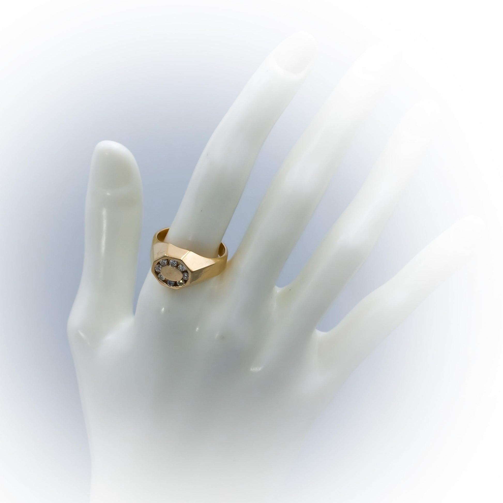 14k Yellow Gold Round Diamond Men's Ring 0.33CT Size 9